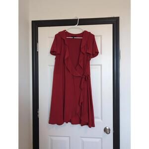 2X red wrap dress